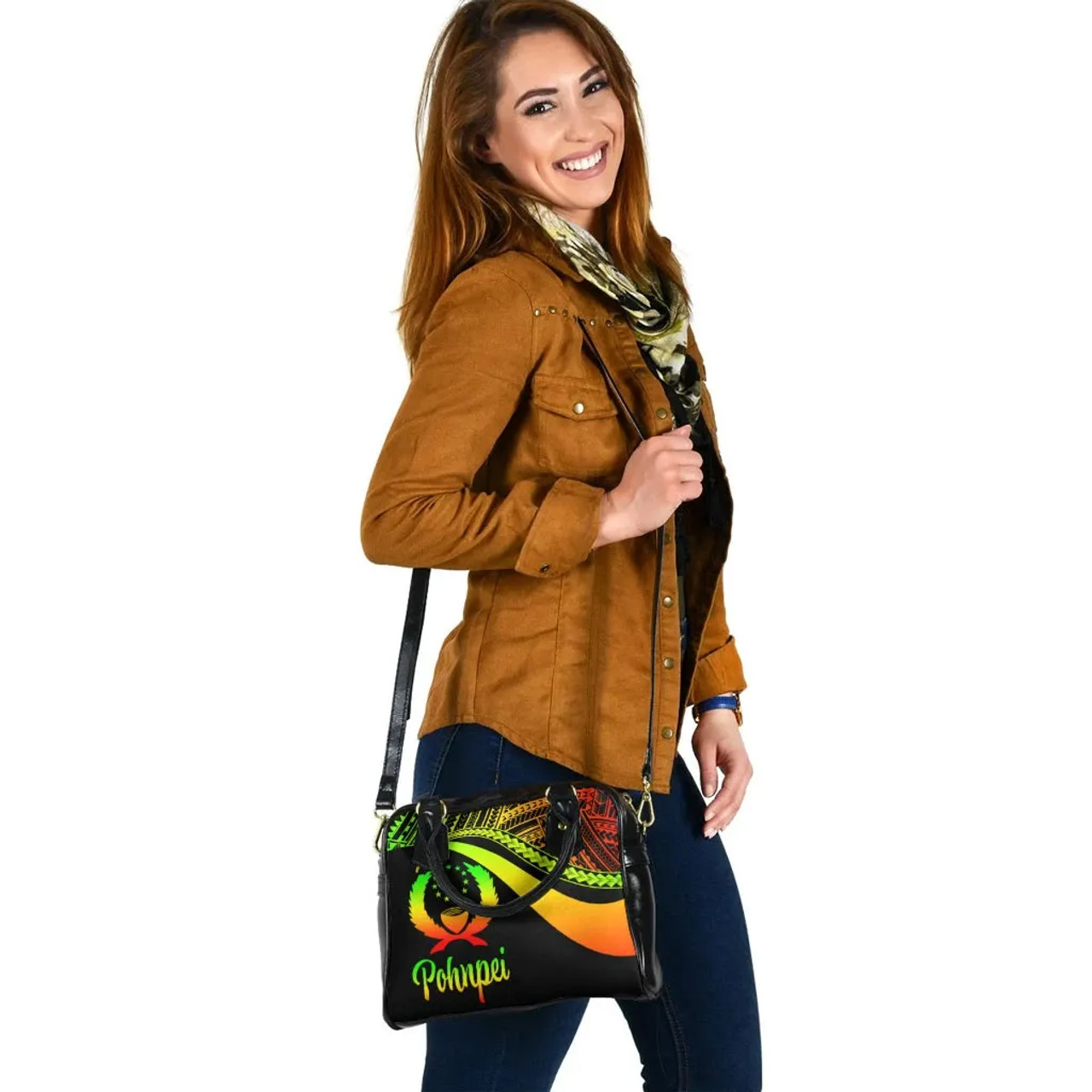 Pohnpei Shoulder Handbag - Reggae Polynesian Tentacle Tribal Pattern 5