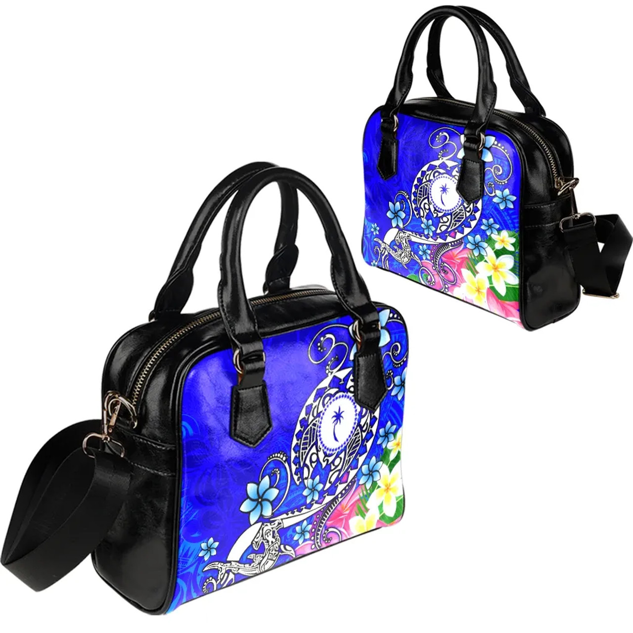 Kosrae Shoulder Handbag - Turtle Plumeria (Blue) 7