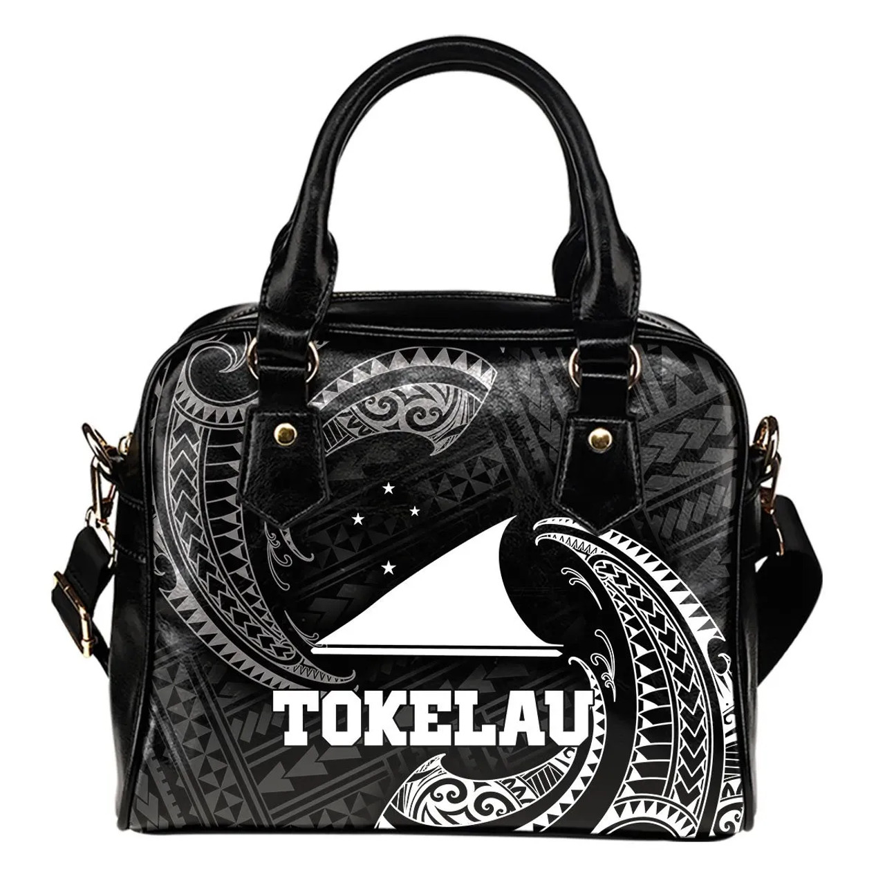 Tokelau Polynesian Shoulder Handbag - White Tribal Wave 1