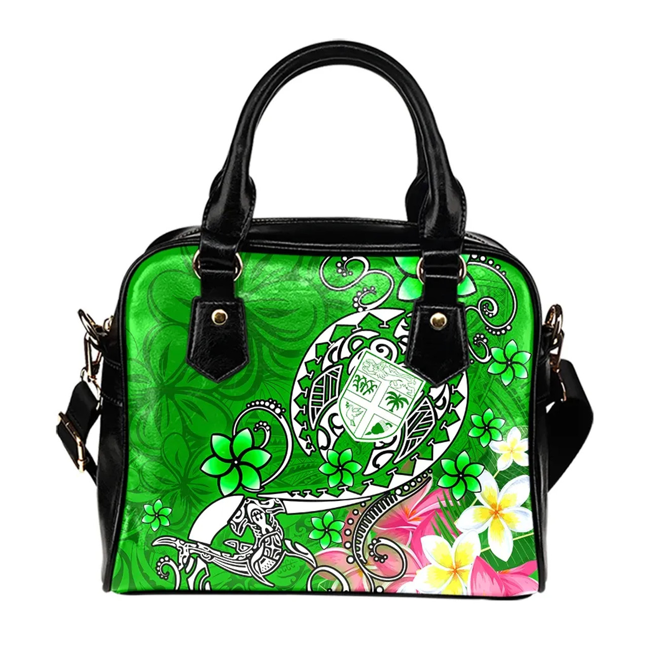 Fiji Shoulder Handbag - Turtle Plumeria (Green) 8