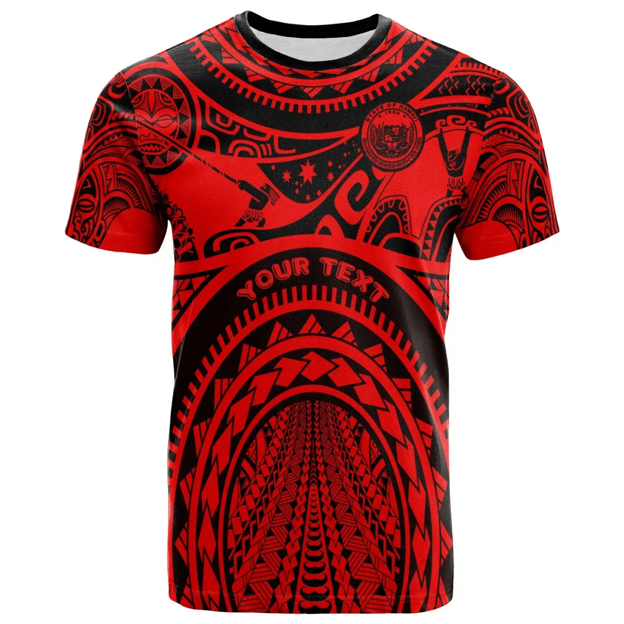 Hawaii Custom Personalised T-Shirt - Coat of Arm Hawaii & Polynesian Patterns Maui Tattoo 3