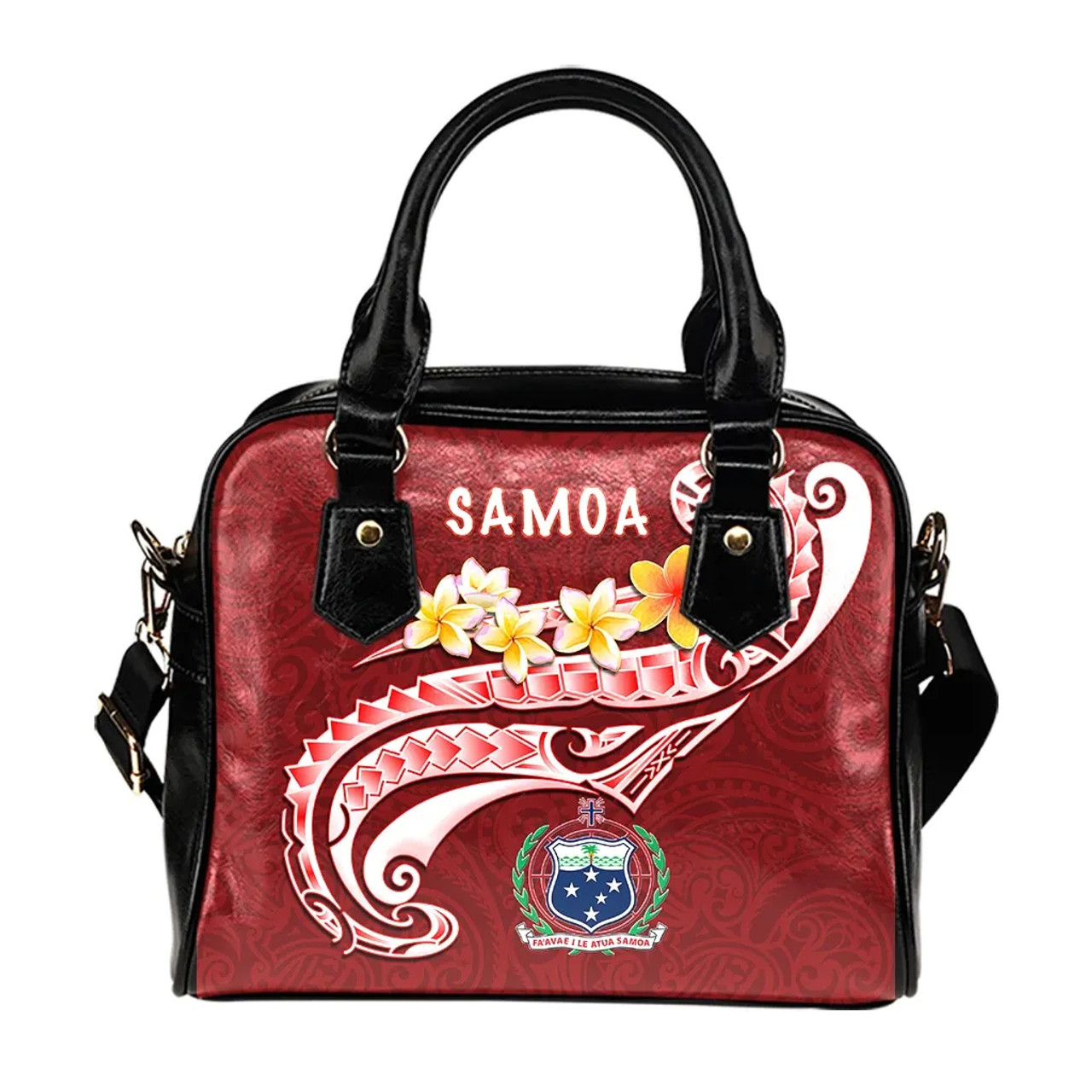 Samoa Shoulder Handbag - Samoa Seal Polynesian Patterns Plumeria 3