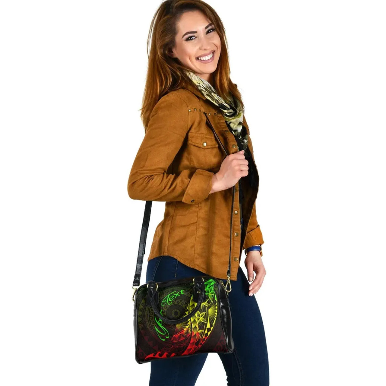 Samoa Shoulder Handbag - Custom Personalised Polynesian Pattern Style Reggae Color 4