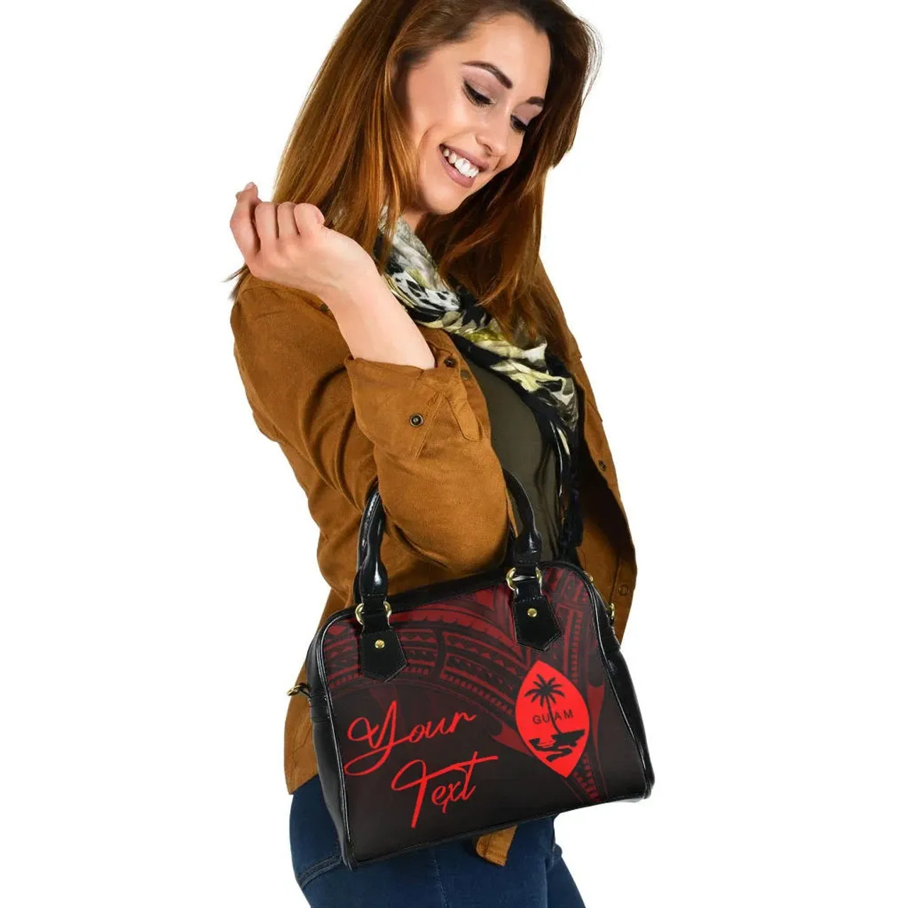Guam Custom Personalised Shoulder Handbag - Cross Style Red Color 6