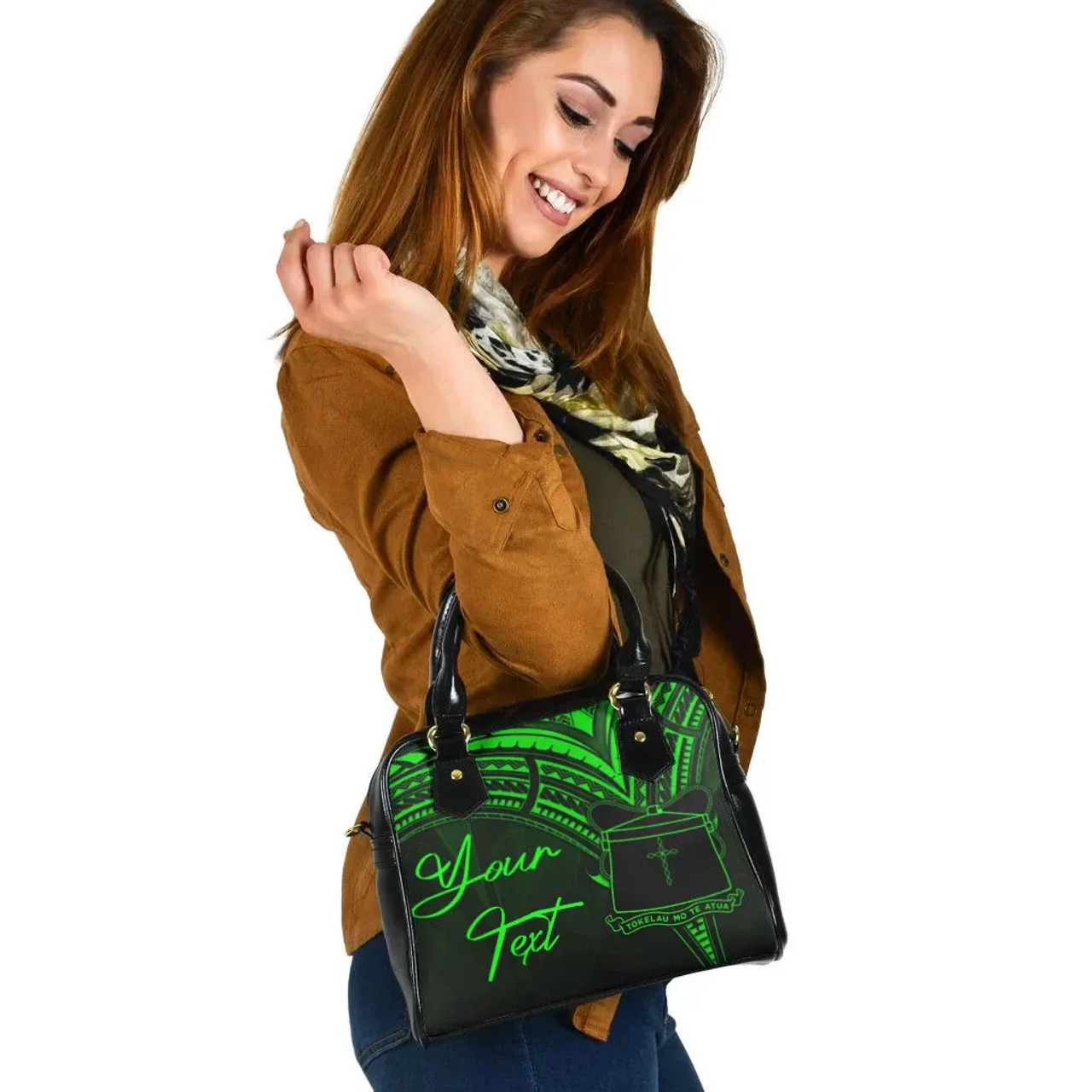 Tokelau Custom Personalised Shoulder Handbag - Cross Style Green Style 6
