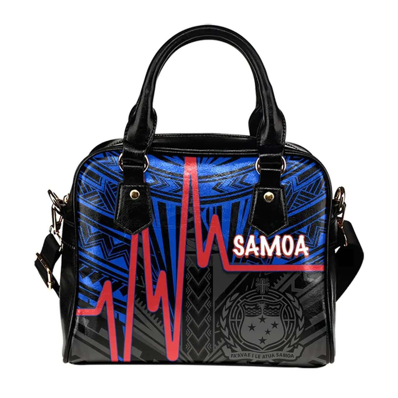 Samoa Shoulder Handbag - Samoa Seal With Heartbeat Polynesian Pattern (Blue) 2