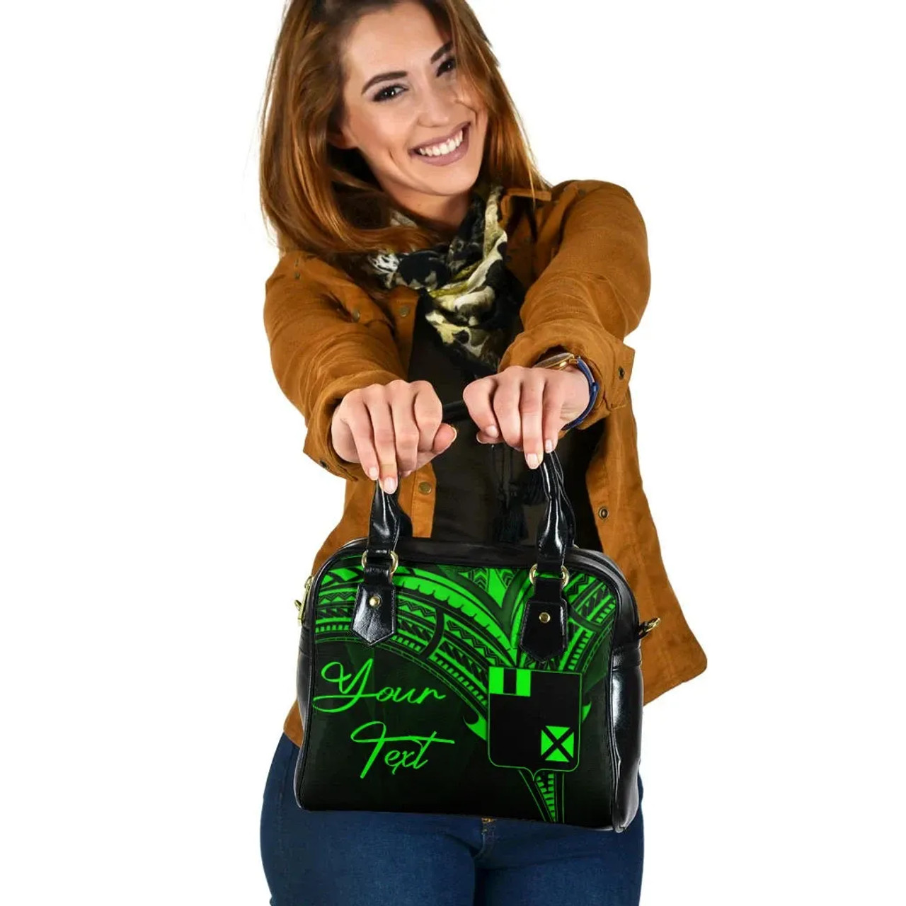 Wallis And Futuna Custom Personalised Shoulder Handbag - Cross Style Green Style 1