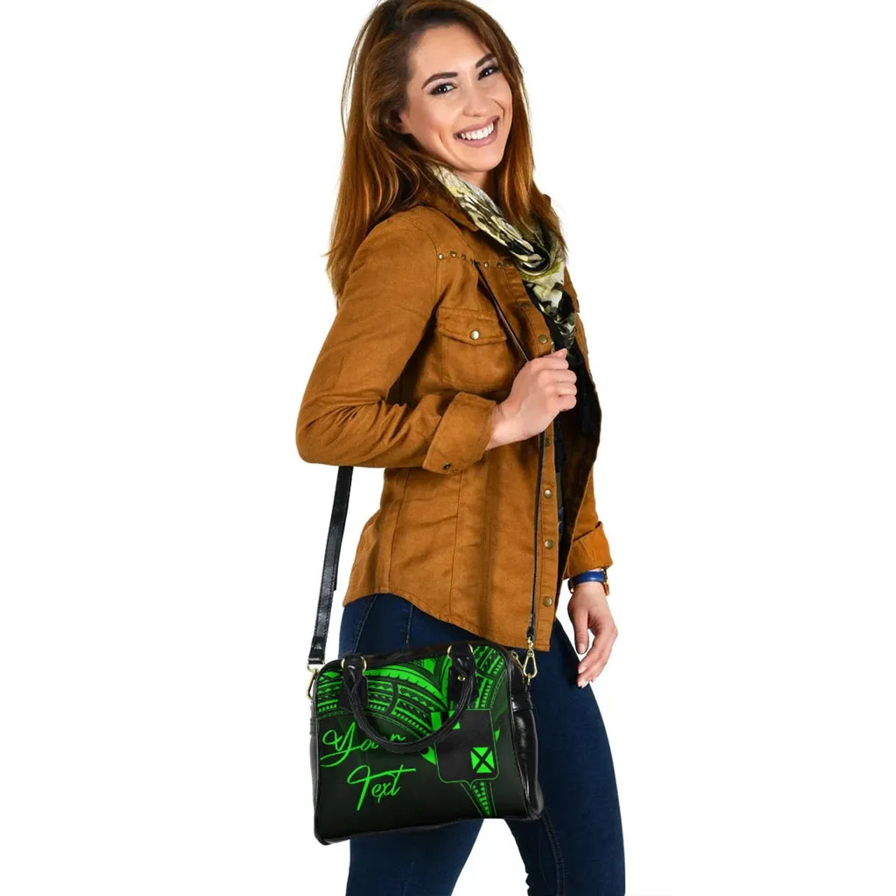 Wallis And Futuna Custom Personalised Shoulder Handbag - Cross Style Green Style 3