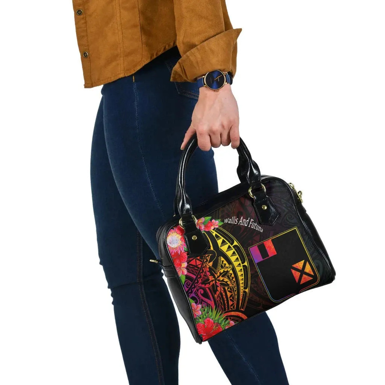 Wallis And Futuna Shoulder Handbag - Tropical Hippie Style 6