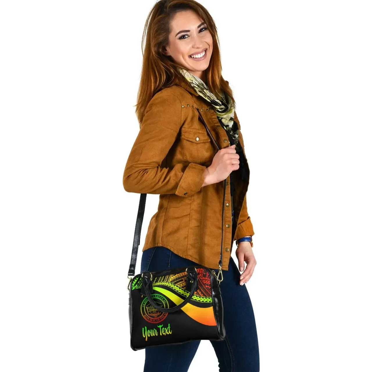 Palau Custom Personalised Shoulder Handbag - Reggae Polynesian Tentacle Tribal Pattern Crest 5