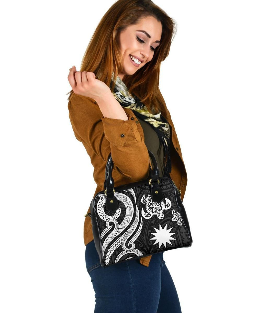 Nauru Shoulder Handbag - White Tentacle Turtle 2