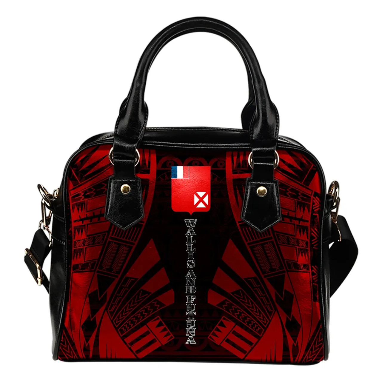 Wallis And Futuna Shoulder Handbag - Polynesian Tattoo Red 1