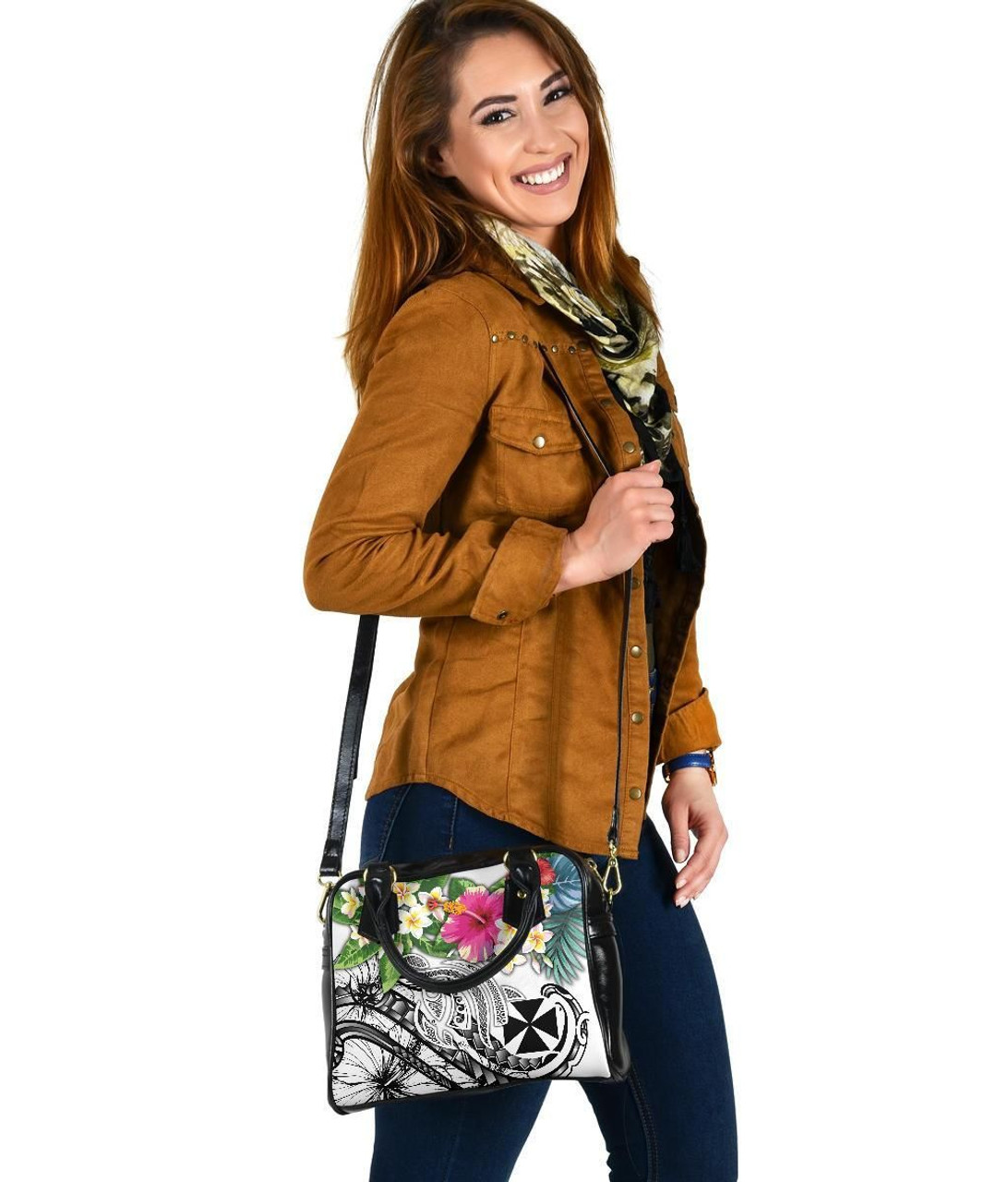 Wallis And Futuna Polynesian Shoulder Handbag - Summer Plumeria (White) 5