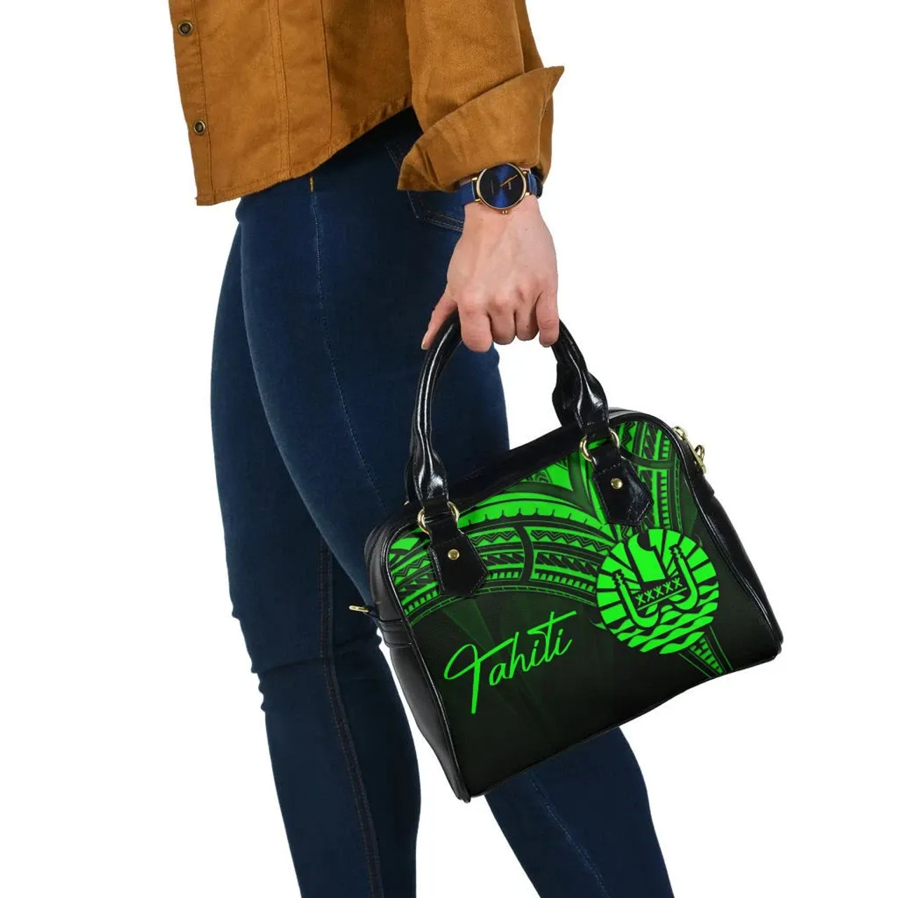 Tahiti Shoulder Handbag - Cross Style Green Color 2