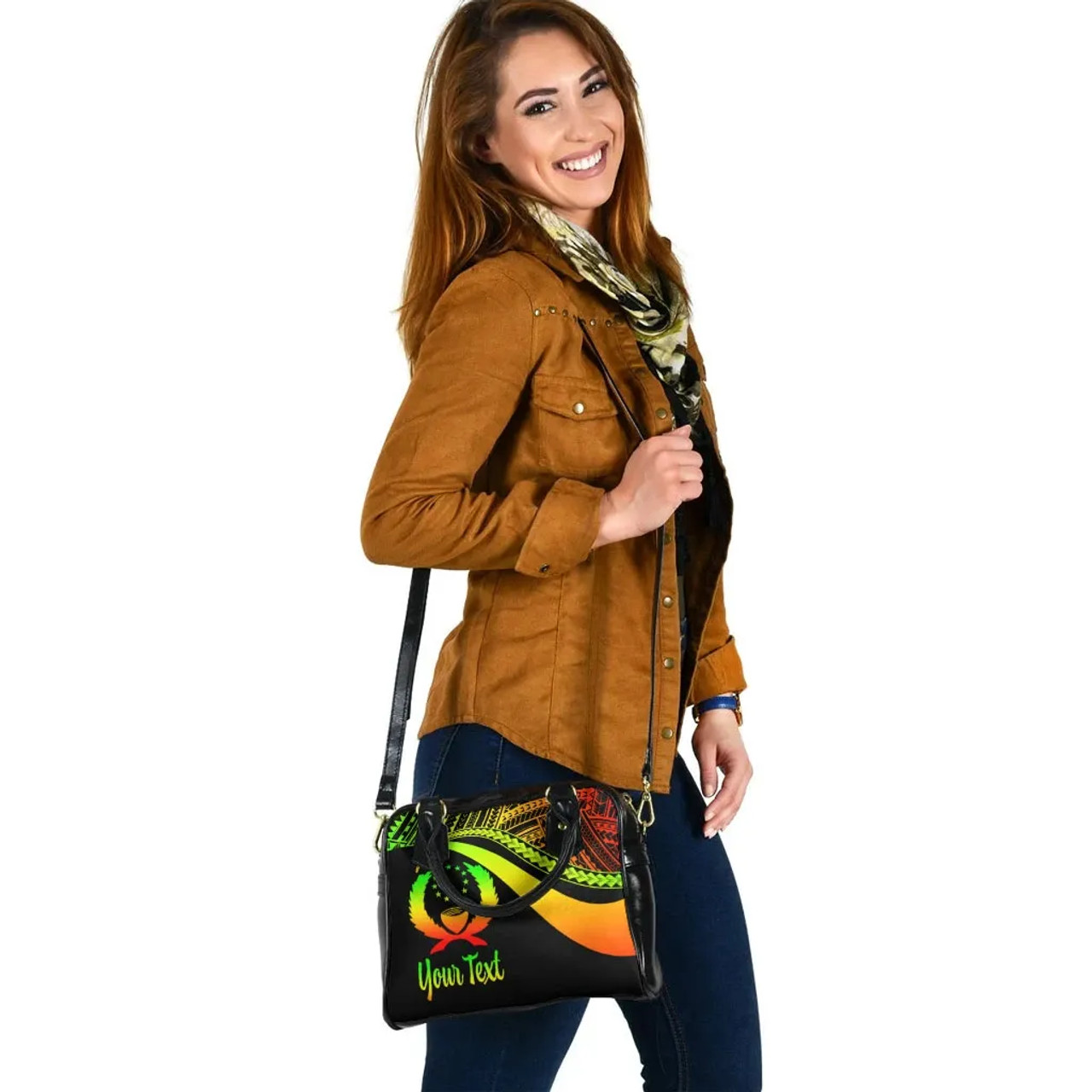 Pohnpei Custom Personalised Shoulder Handbag - Reggae Polynesian Tentacle Tribal Pattern 5