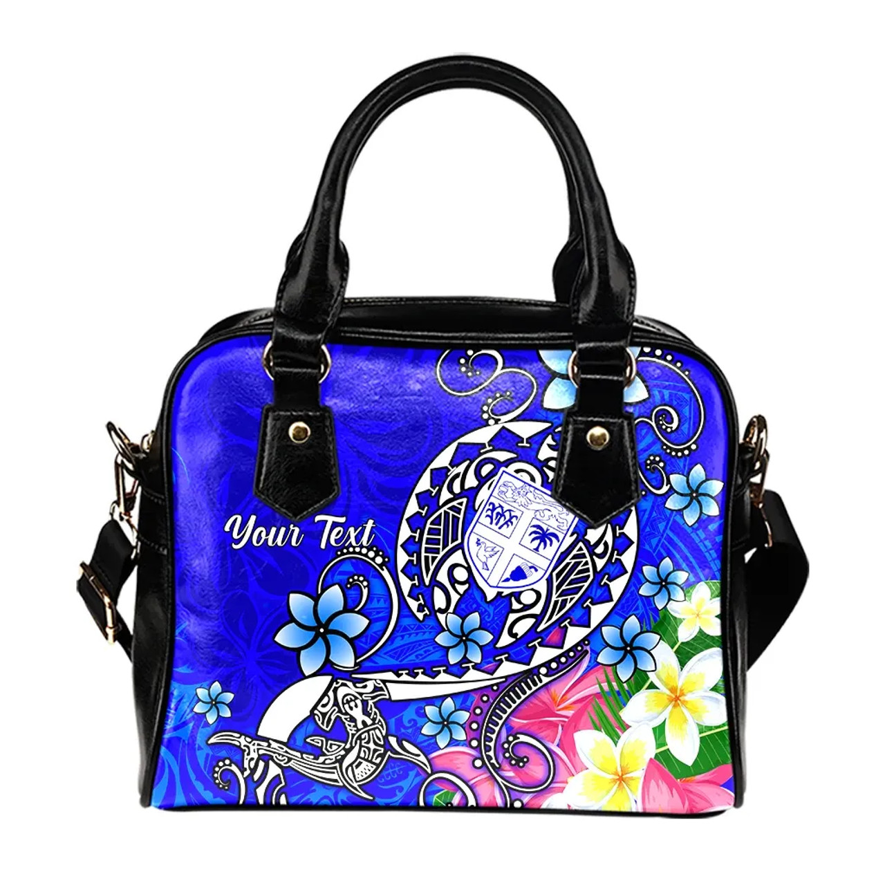 Fiji Custom Personalised Shoulder Handbag - Turtle Plumeria (Blue) 9