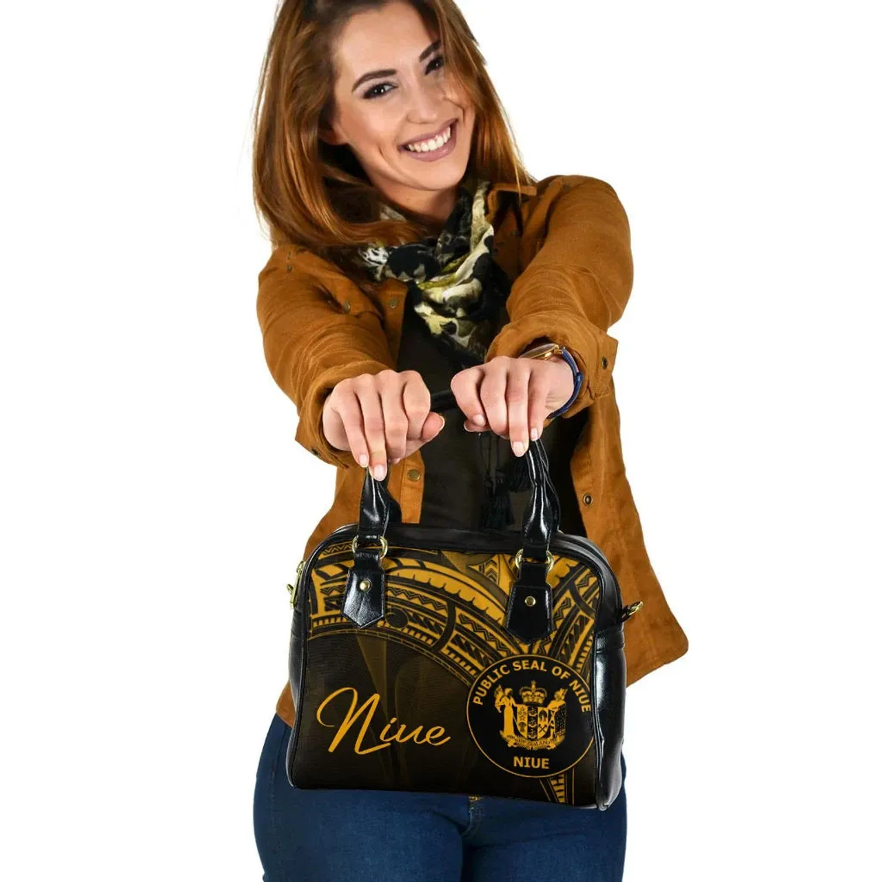 Niue Shoulder Handbag - Cross Style Gold Color 1