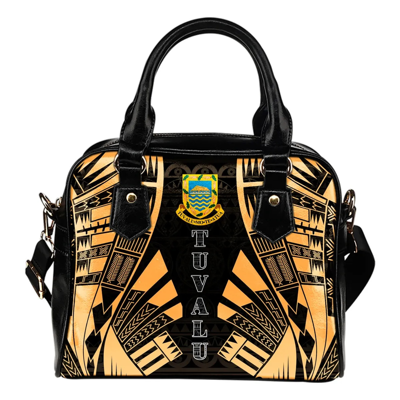 Tuvalu Shoulder Handbag - Polynesian Tattoo Gold 1