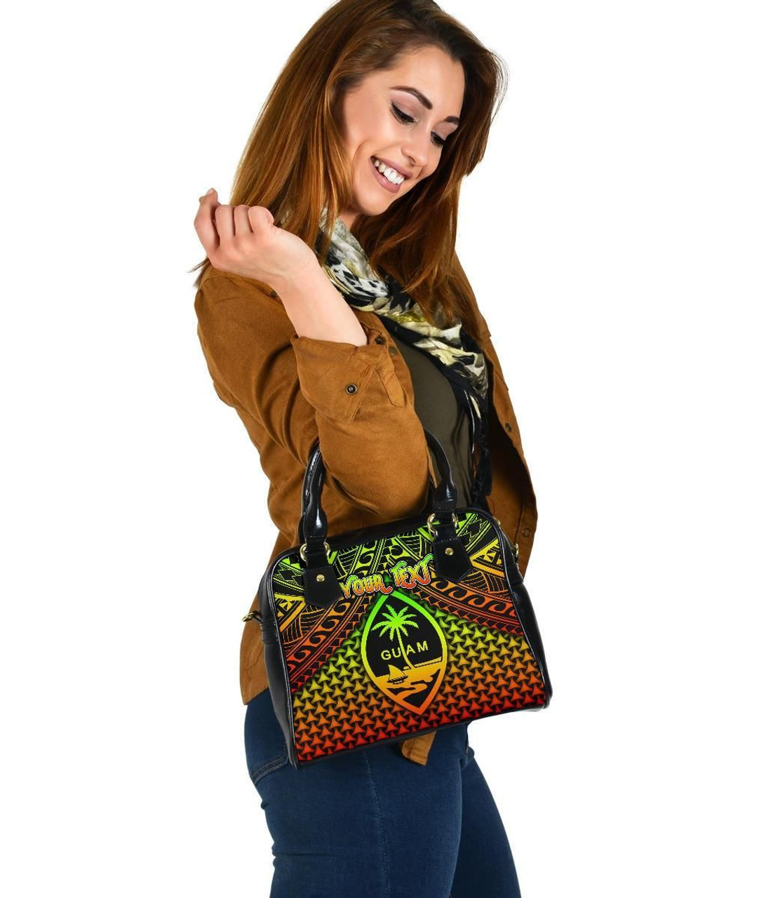 Polynesian Guam Personalised Shoulder Handbag - Reggae Vintage Polynesian Patterns 2