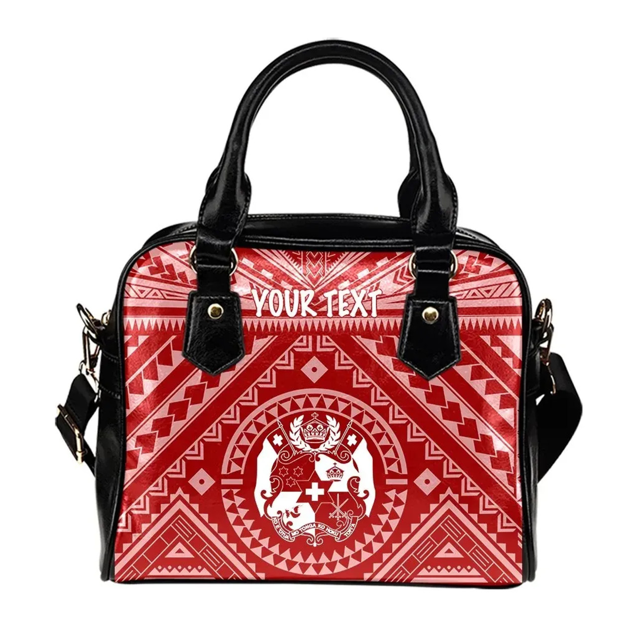 Tonga Personalised Shoulder Handbag - Tonga Seal With Polynesian Tattoo Style (Red) 1