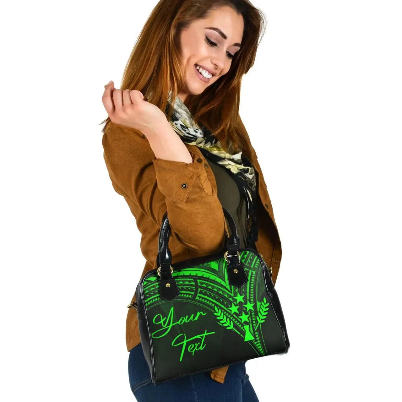 Kosrae State Custom Personalised Shoulder Handbag - Cross Style Green Style 6