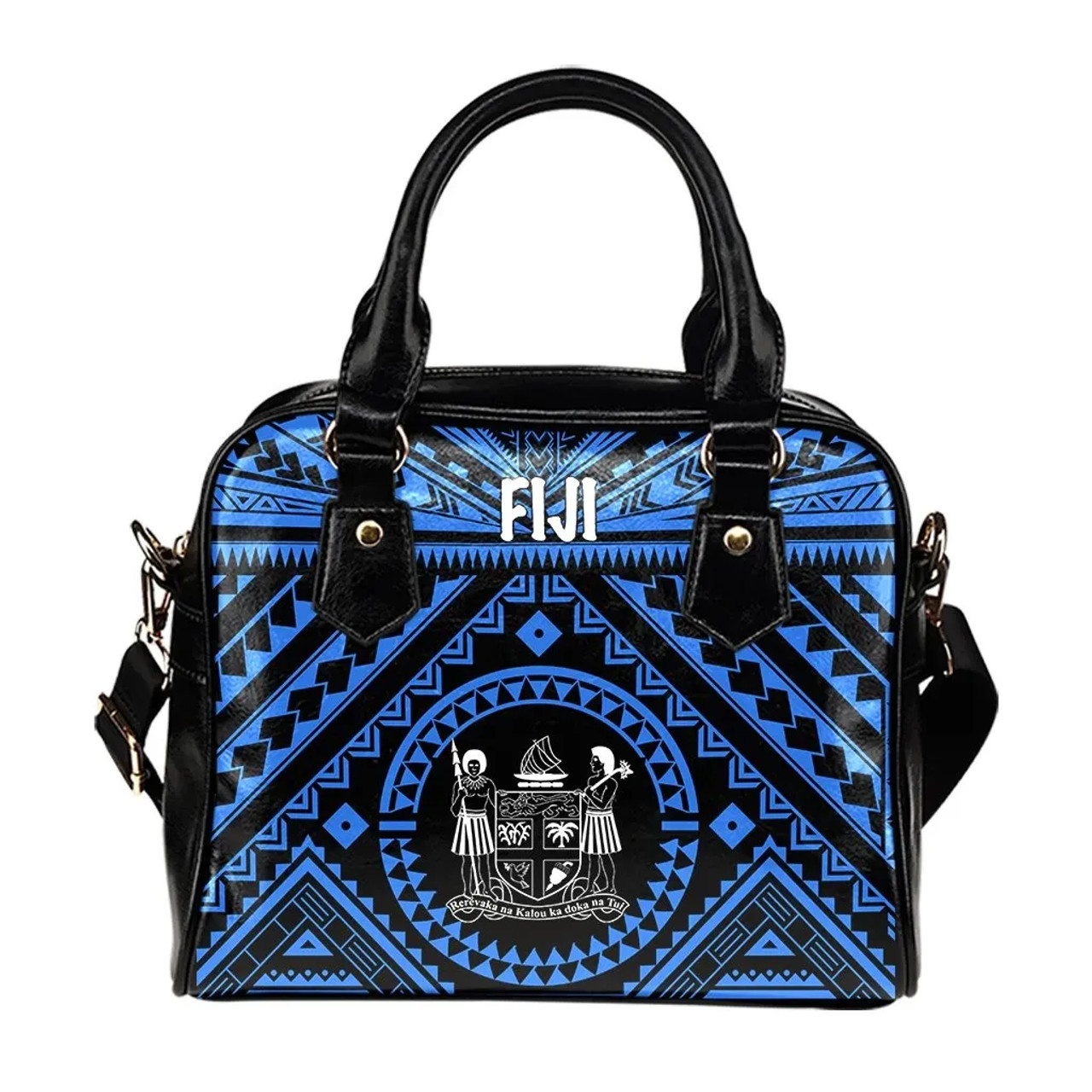 Fiji Shoulder Handbag - Fiji Seal With Polynesian Tattoo Style (Blue) 1