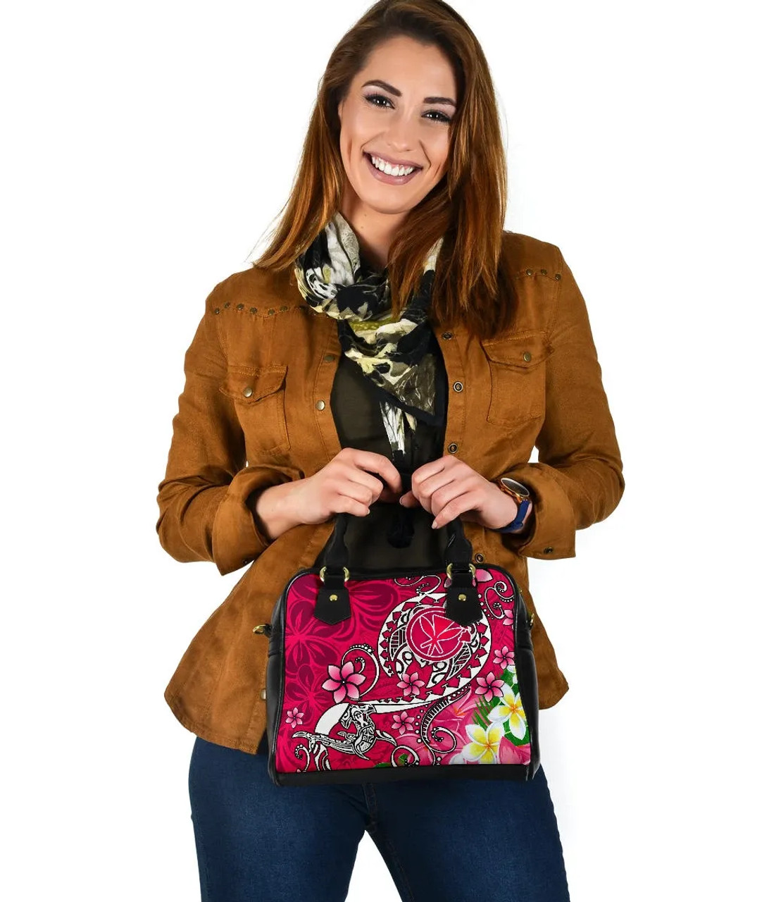 Hawaii Polynesian Shoulder Handbag - Turtle Plumeria (Pink) 4