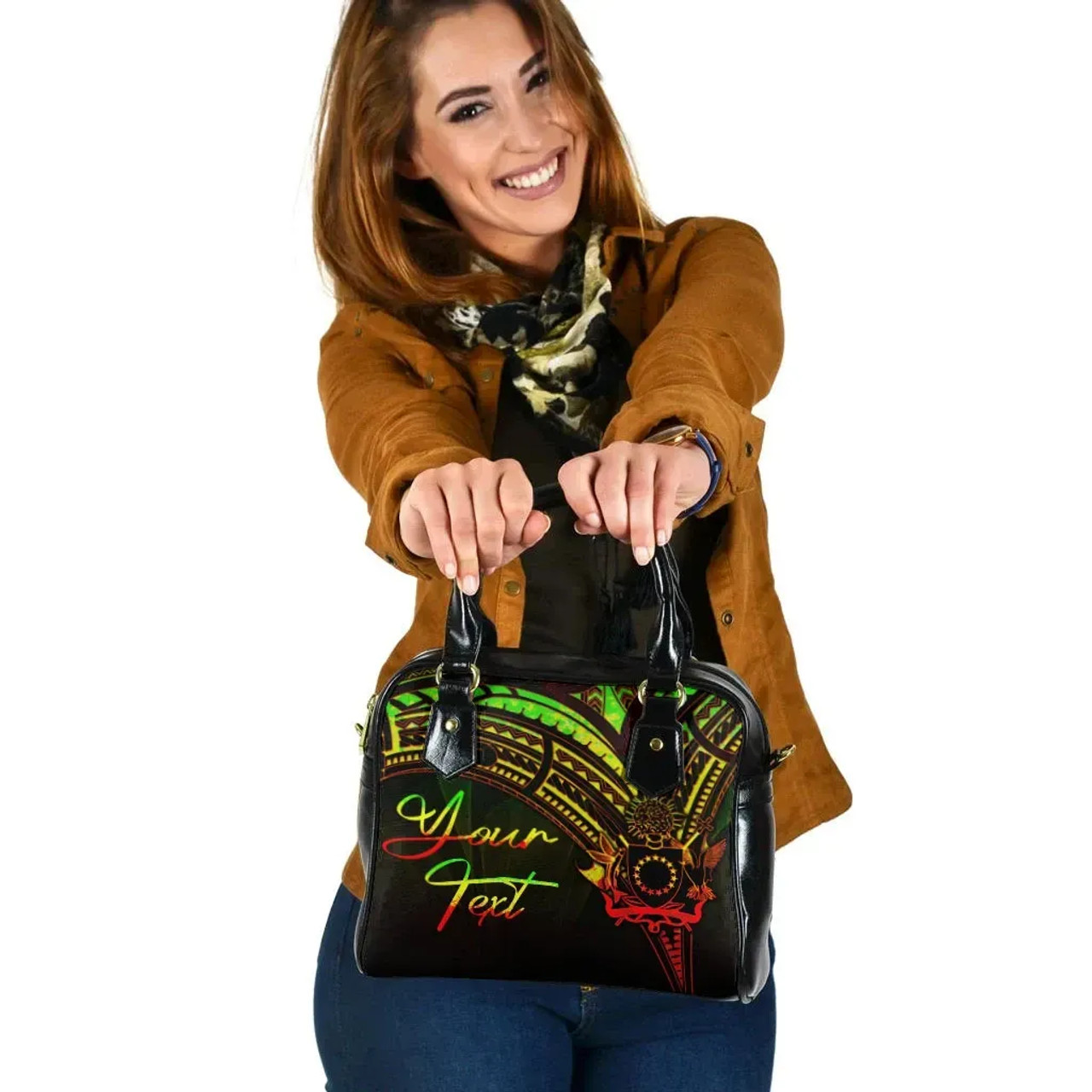 Cook Islands Custom Personalised Shoulder Handbag - Cross Style Reggae Color 1