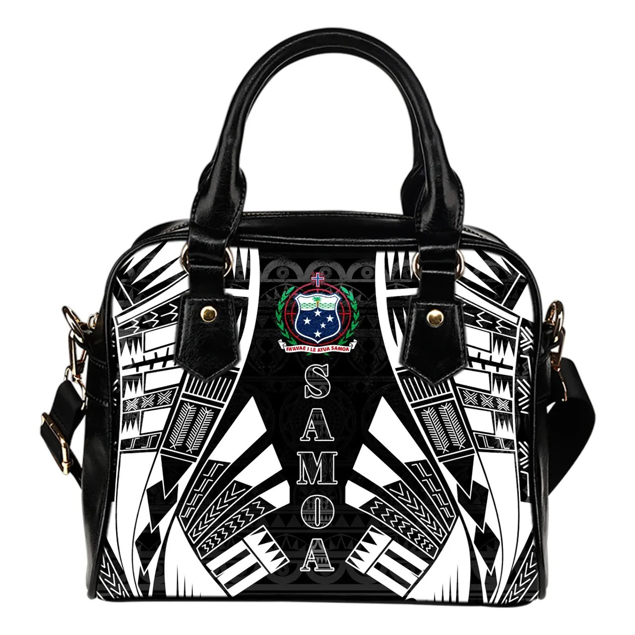 Samoa Shoulder Handbag - Polynesian Tattoo Black 1