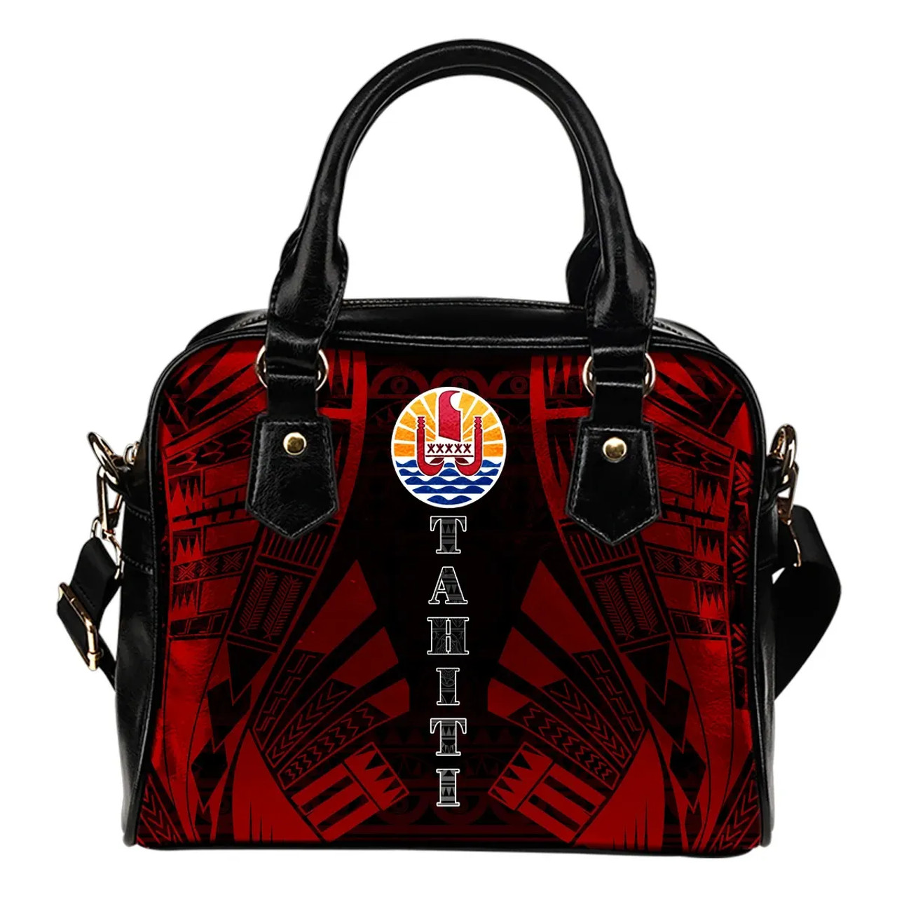 Tahiti Shoulder Handbag - Polynesian Tattoo Red 1