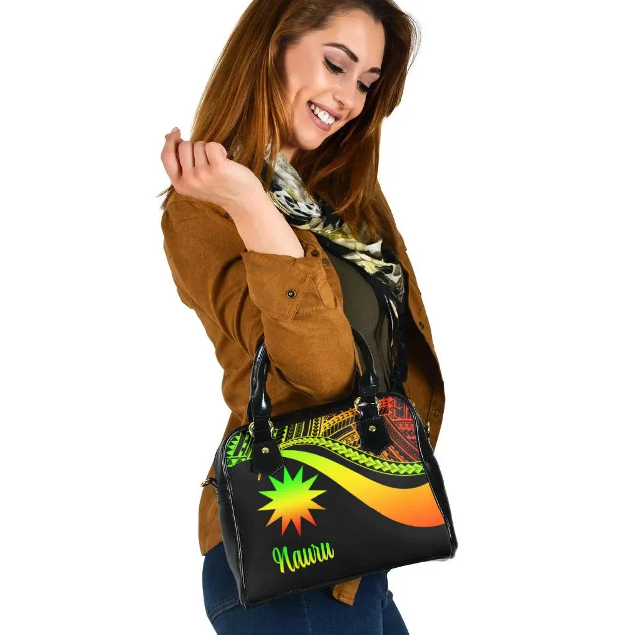 Nauru Shoulder Handbag - Reggae Polynesian Tentacle Tribal Pattern 2