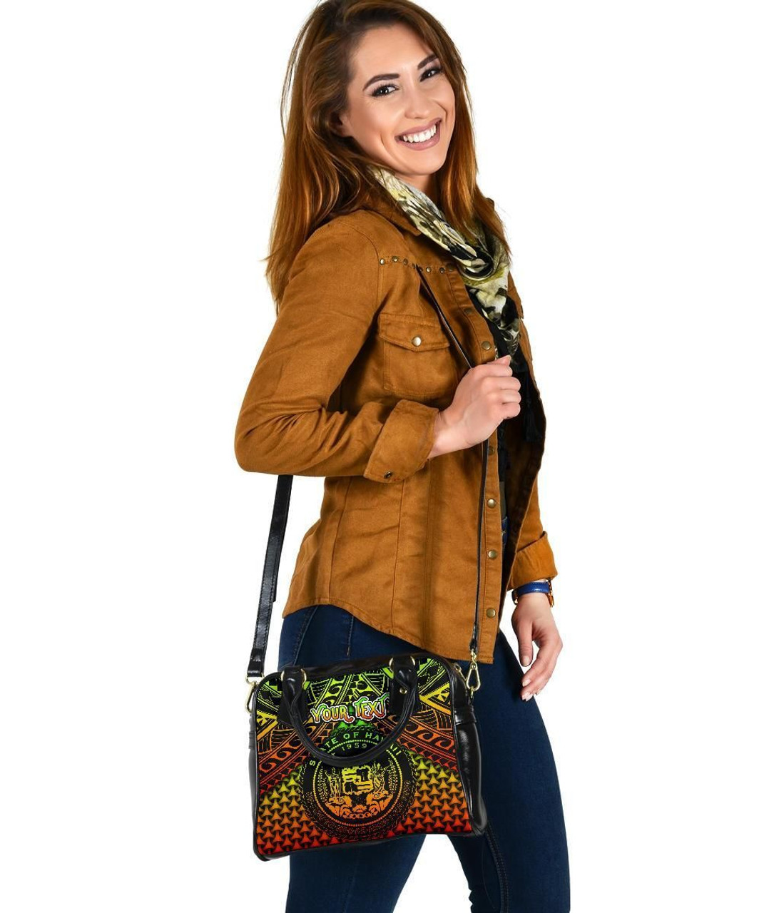 Polynesian Hawaii Personalised Shoulder Handbag - Reggae Vintage Polynesian Patterns 5