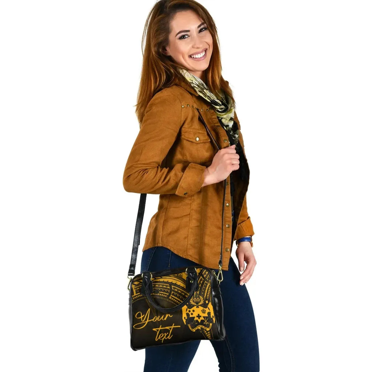 Tonga Custom Personalised Shoulder Handbag - Cross Style Gold Color 3