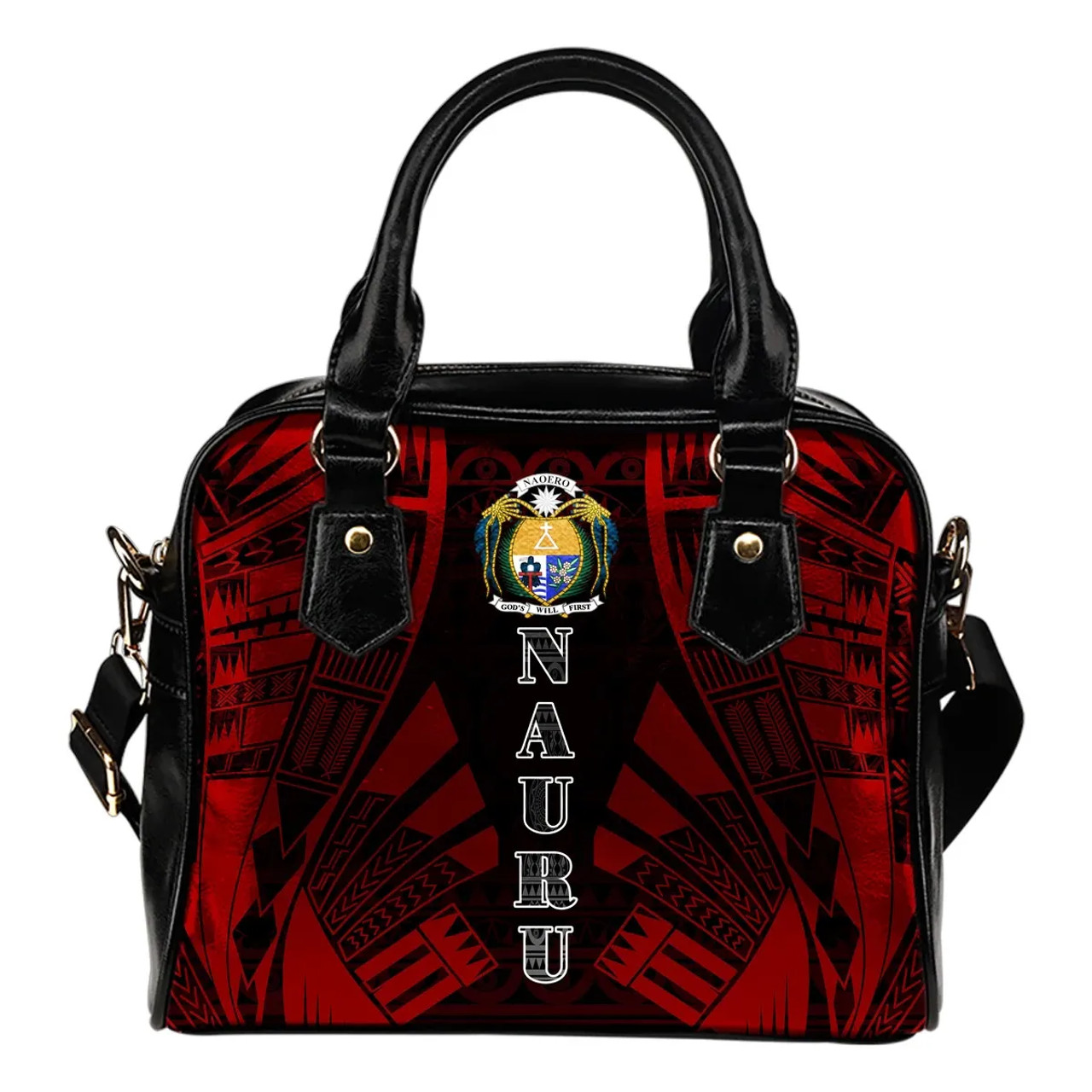 Nauru Shoulder Handbag - Polynesian Tattoo Red 1