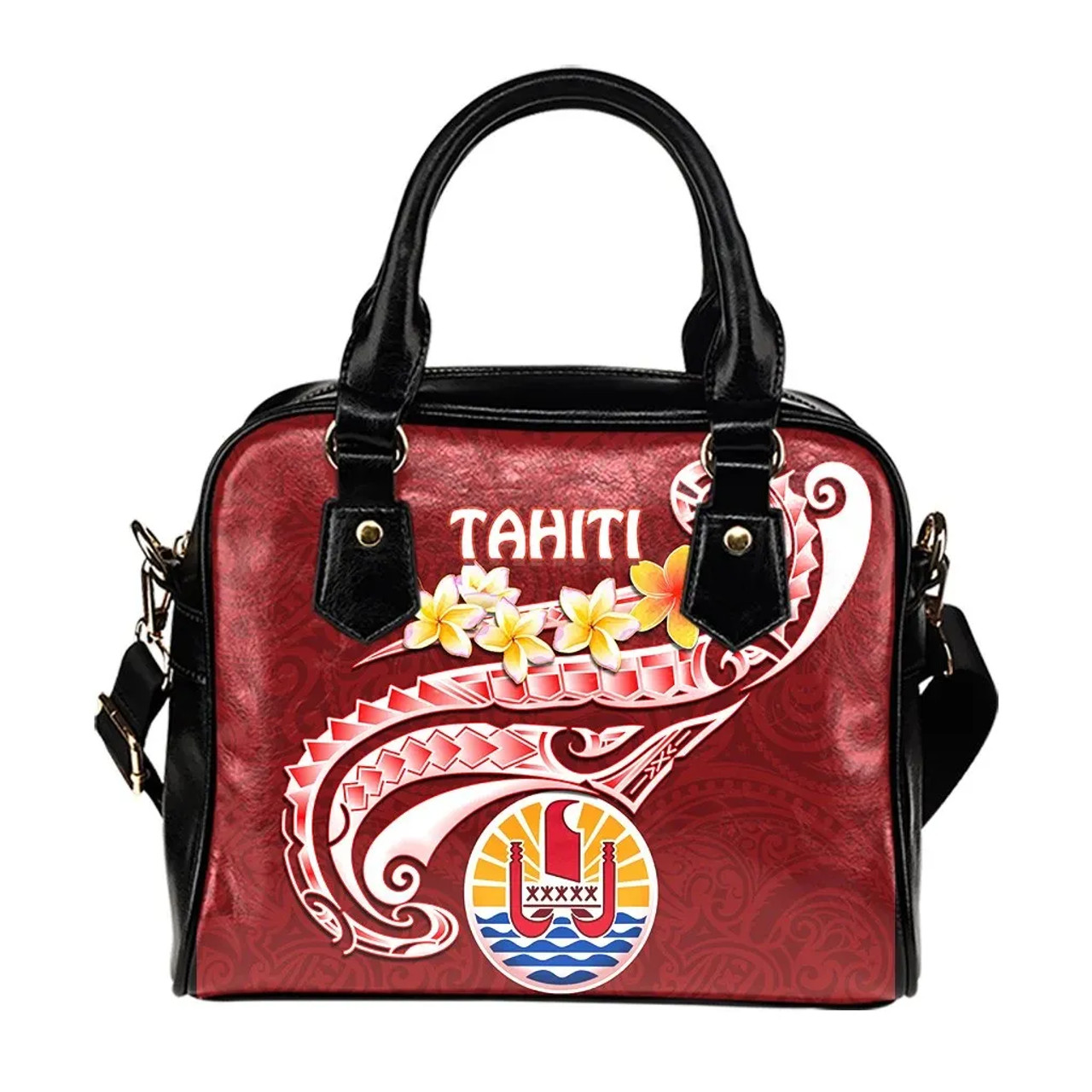 Tahiti Shoulder Handbag - Tahiti Seal Polynesian Patterns Plumeria 2