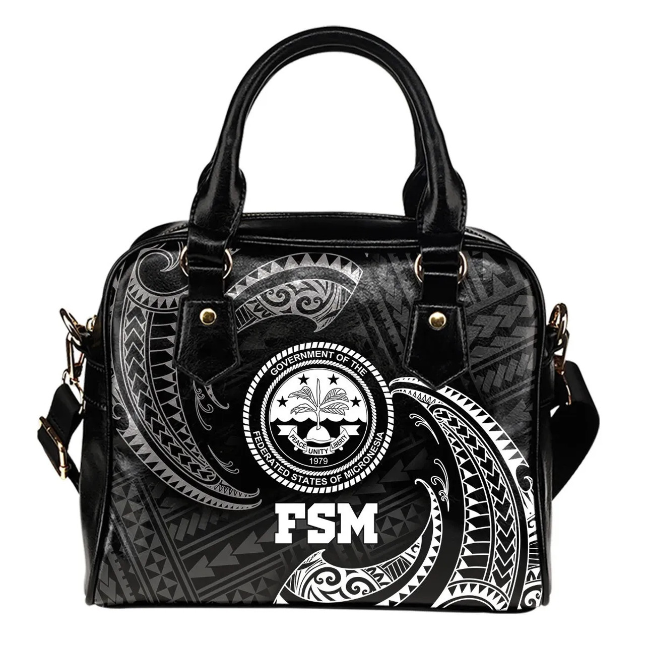 Federated States Of Micronesia Shoulder Handbag - White Tribal Wave 1