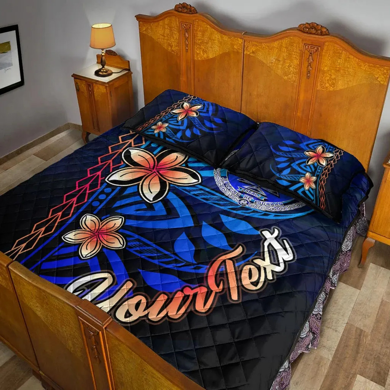 Marshall Islands Custom Personalised Quilt Bed Set - Vintage Tribal Mountain Crest 4