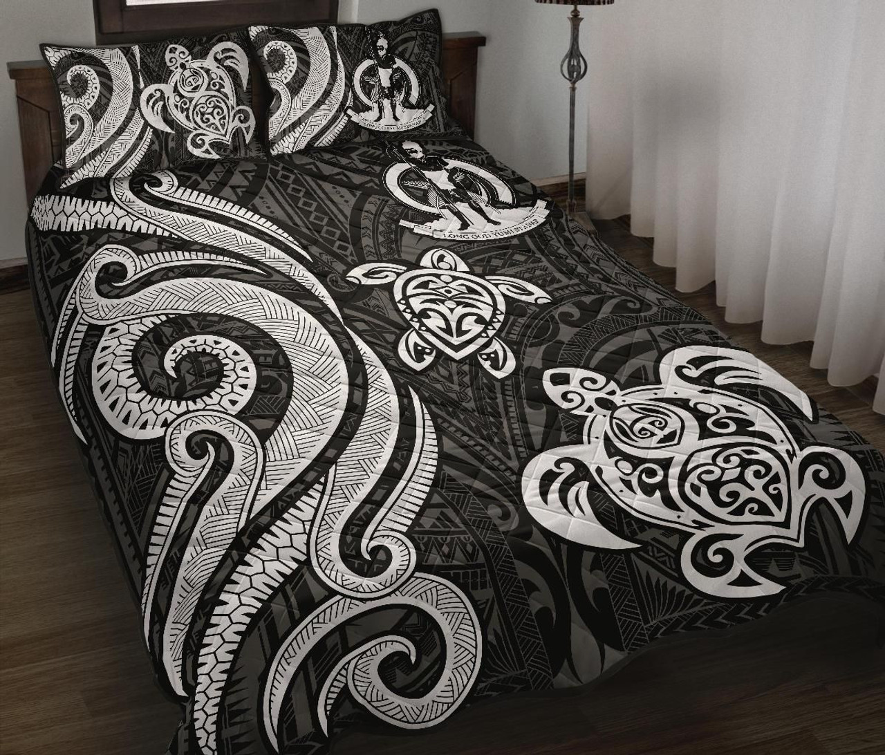 Vanuatu Quilt Bed Set - White Tentacle Turtle 1