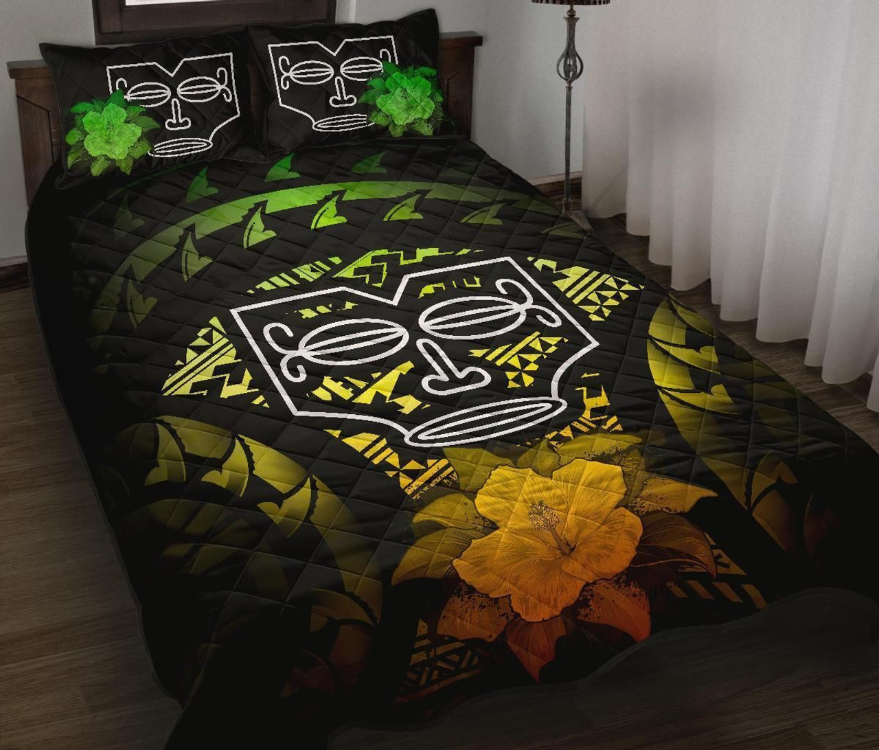 Marquesas Islands Polynesian Quilt Bed Set Hibiscus Reggae 1