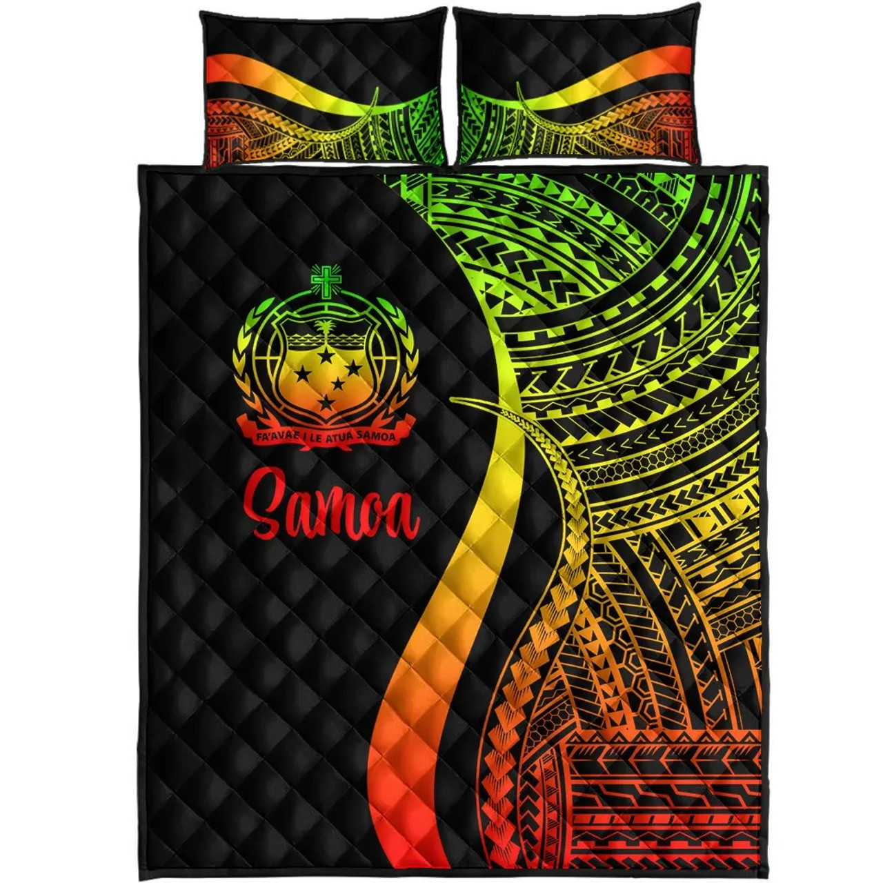 Samoa Quilt Bet Set - Reggae Polynesian Tentacle Tribal Pattern 5