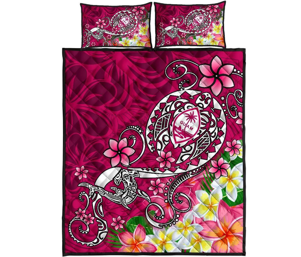 Guam Quilt Bed Set - Turtle Plumeria (Pink) 5