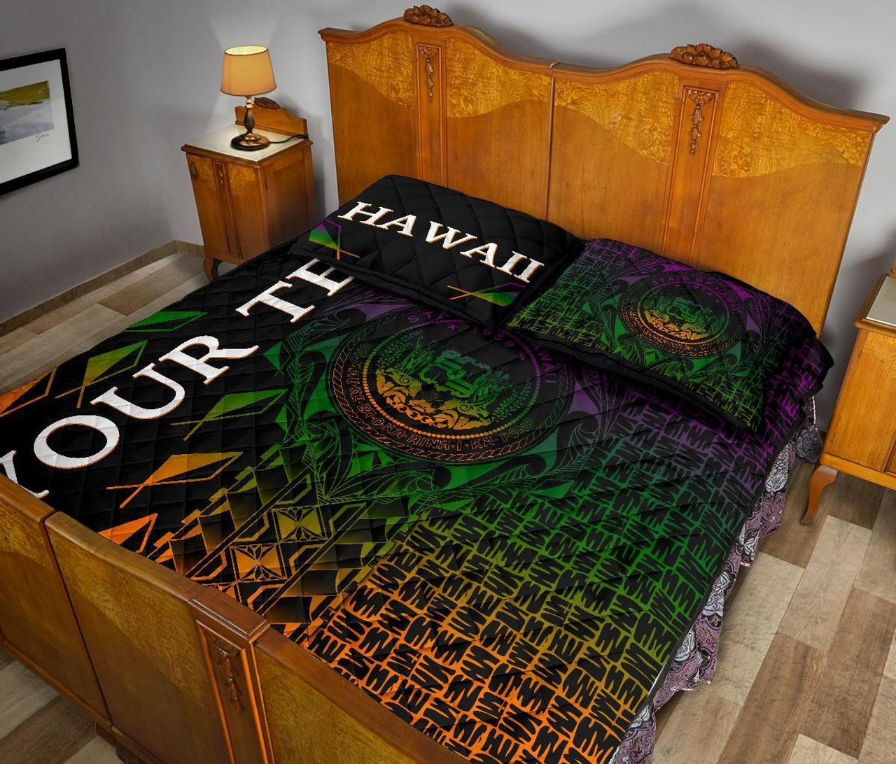 Hawaii Custom Personalised Quilt Bed Set - Hawaii Seal Rocket Style 4