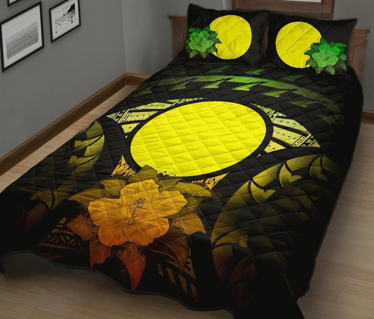 Palau Polynesian Quilt Bed Set Hibiscus Reggae 2
