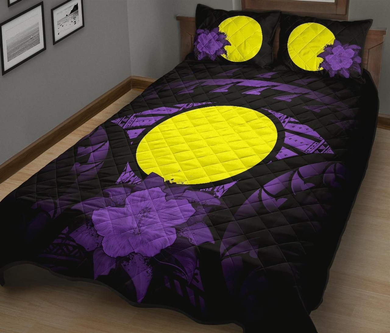 Palau Polynesian Quilt Bed Set Hibiscus Purple 2