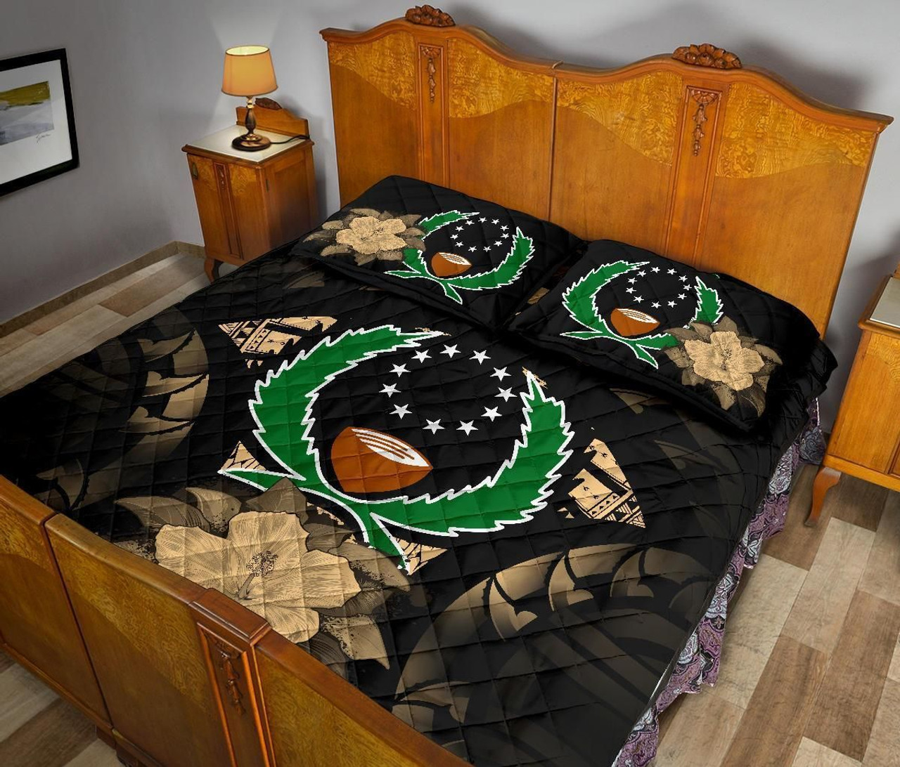 Pohnpei Polynesian Quilt Bed Set Hibiscus Gold 4