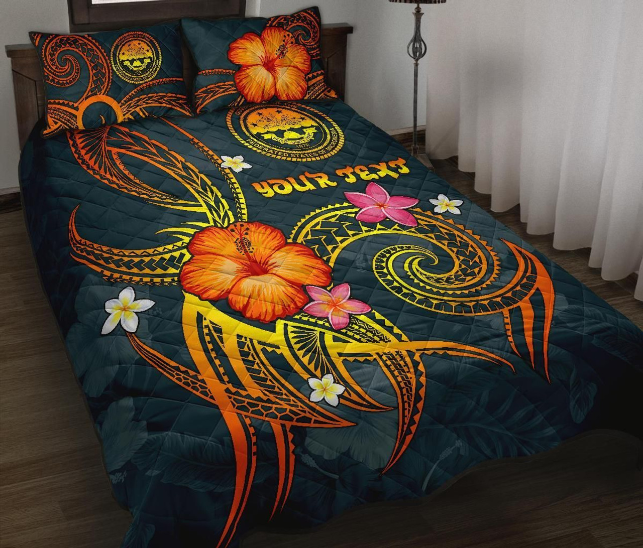 Federated States of Micronesia Polynesian Personalised Quilt Bed Set - Legend of FSM (Blue) 1