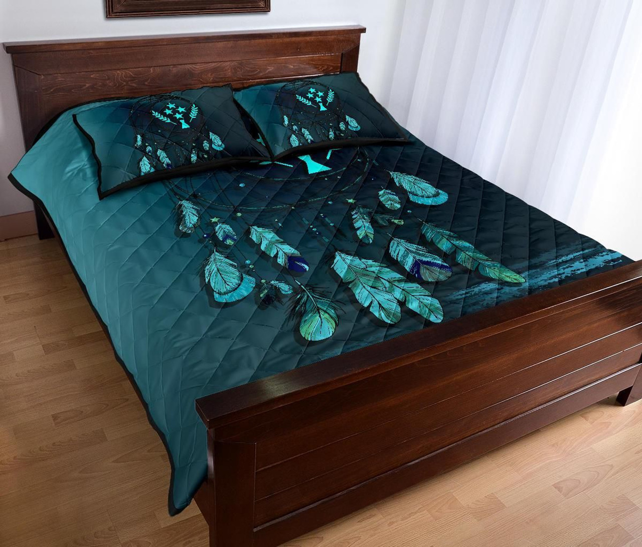 Kosrae Polynesian Quilt Bed Set Dreamcatcher Blue 3