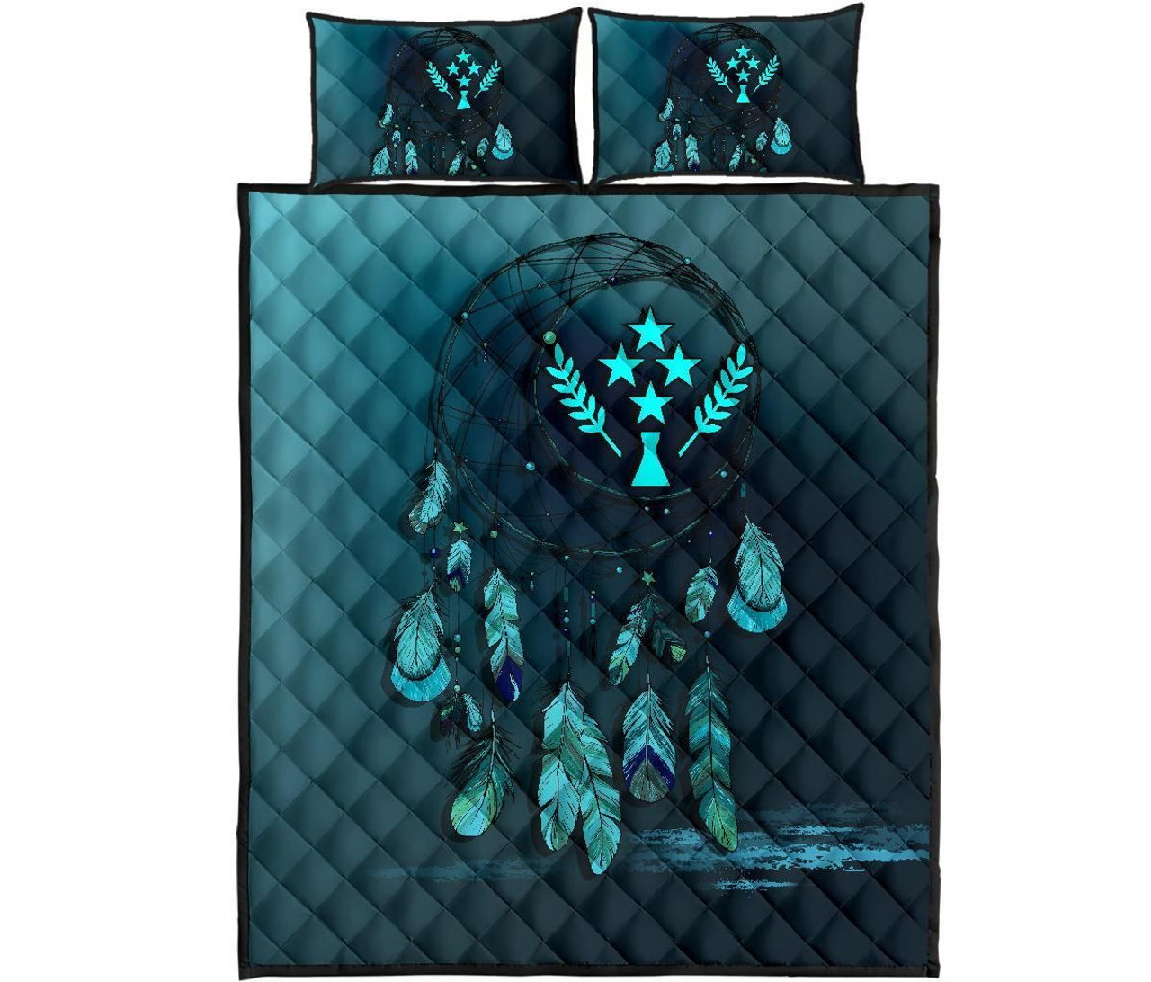 Kosrae Polynesian Quilt Bed Set Dreamcatcher Blue 5
