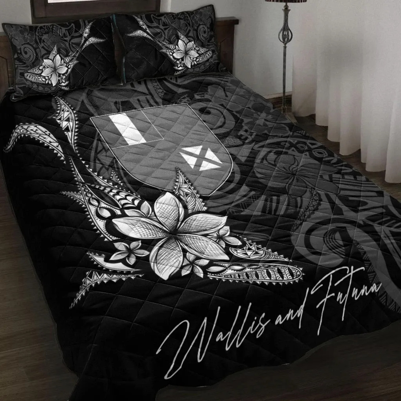 Wallis and Futuna Quilt Bed Set - Fish With Plumeria Flowers Style 2