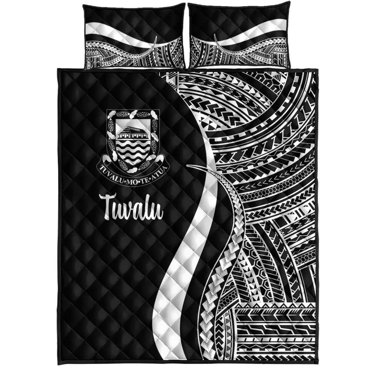 Tuvalu Quilt Bet Set - White Polynesian Tentacle Tribal Pattern 5